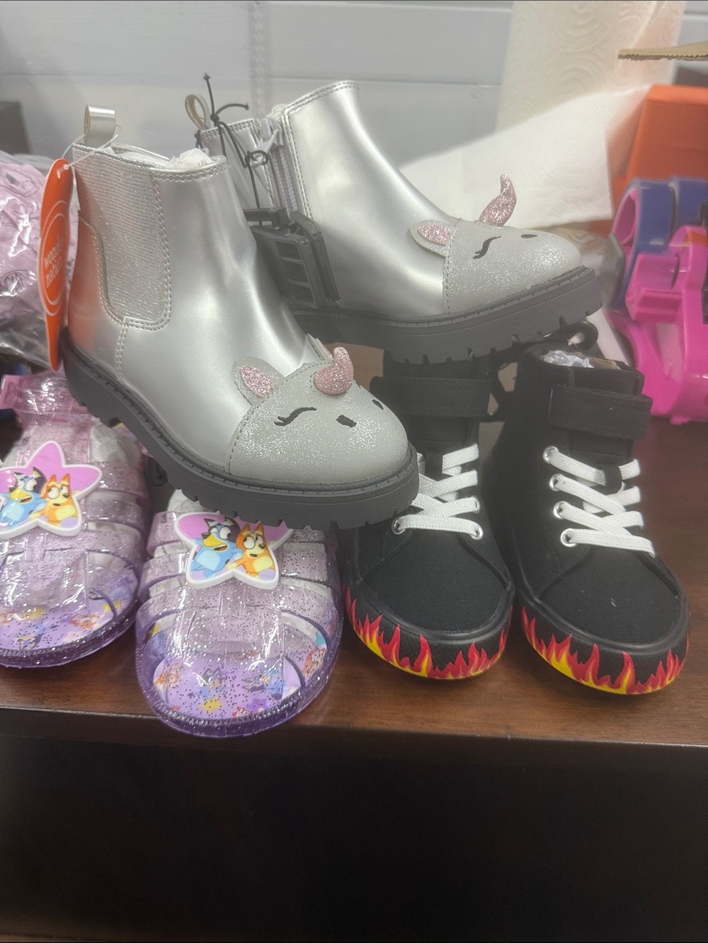 Kids Silver Unicorn Chelsea Boots - Cute Glitter Accent